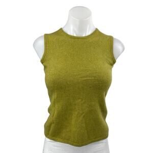 Lord & Taylor Women's Green Cashmere Knit Sleeveless Crew Neck Tank Top Size S